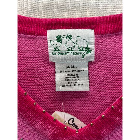 New Quacker Factory Pink Snowman Sequin Ugly Christmas Sweater S Holiday Y2K - Picture 3 of 12